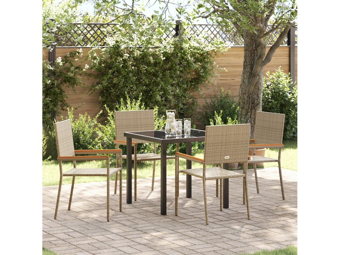 Conjunto De Jantar Para Jardim 5 Peças Bege Ratan Lovely Home
