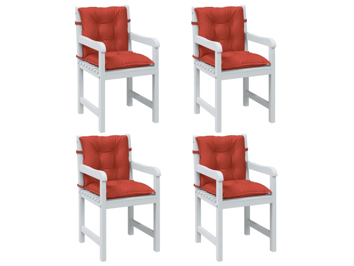 Vidaxl Almofadões Lombares P/ Cadeiras 4pcs Mesclado Tecido Vermelho