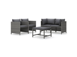 Maison Exclusive - 5 Pcs Conjunto Lounge De Jardim C/ Almofadões Vime Pe Cinzento