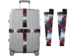 Conjunto De 2 Cintas Bagagem Personalizáveis Com Fivelas Para Malas, Vermelho Azul