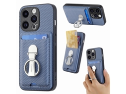 Suporte Casa Textura Fibra Para Iphone 14 Pro Max Com Porta-cartões Azul