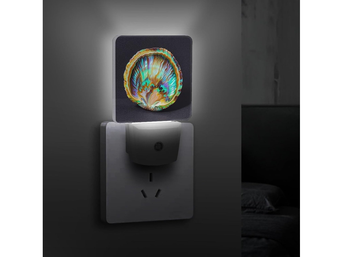 Abajur de abalone com sensor crepuscular, luminária decorativa de baixo consumo para quarto e banheiro.
