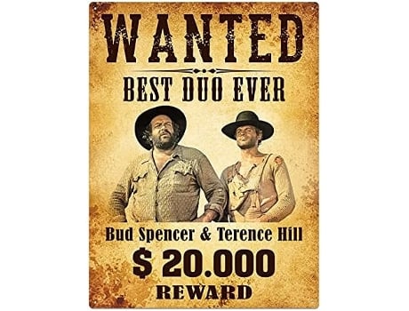 Placa Metálica 3D Bud Spencer & Terence Hill Cartaz de Procurado BRAUNSCHWEIG