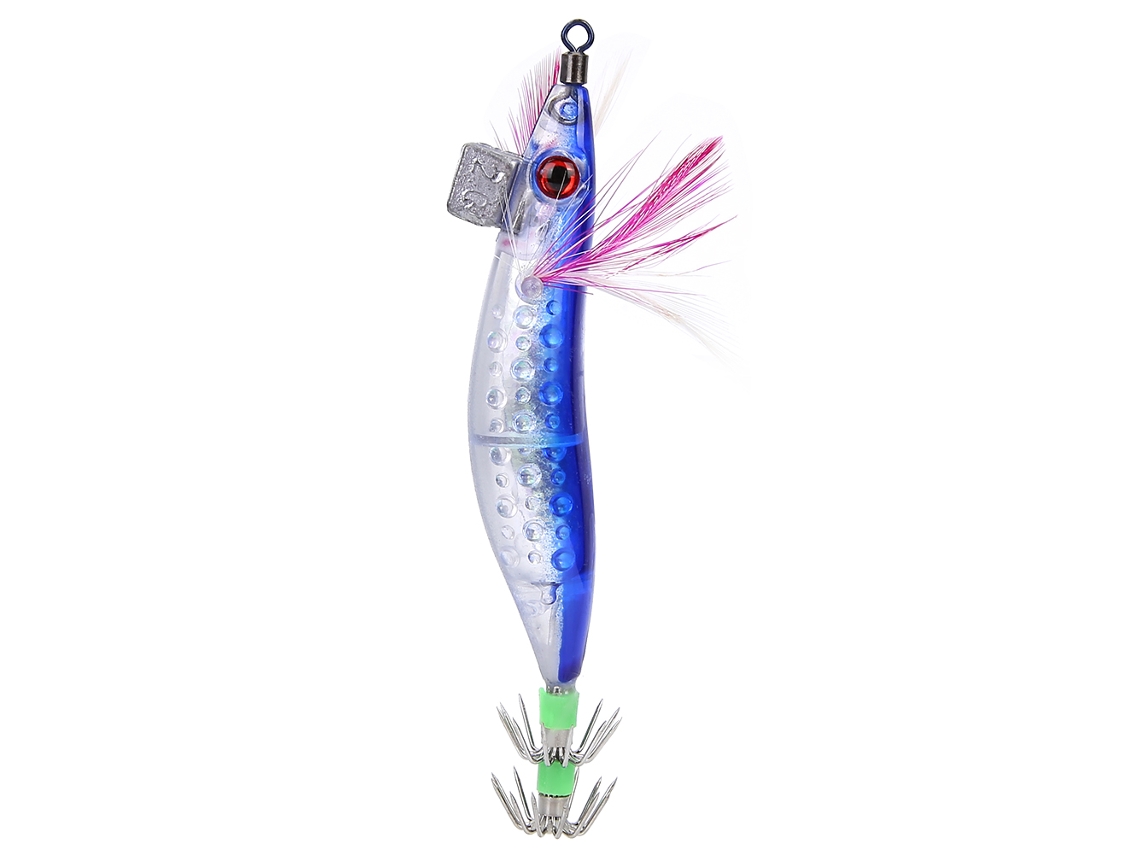 Lure (luminous Spots Squid Hook) 9g Blue Wooden Shrimp Octopus Hook Fishing Bait