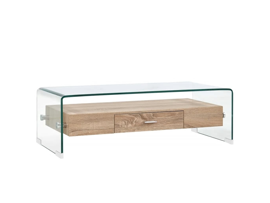 Mesa de Centro Apoio 98X45X31 Cm Vidro Temperado Transparente