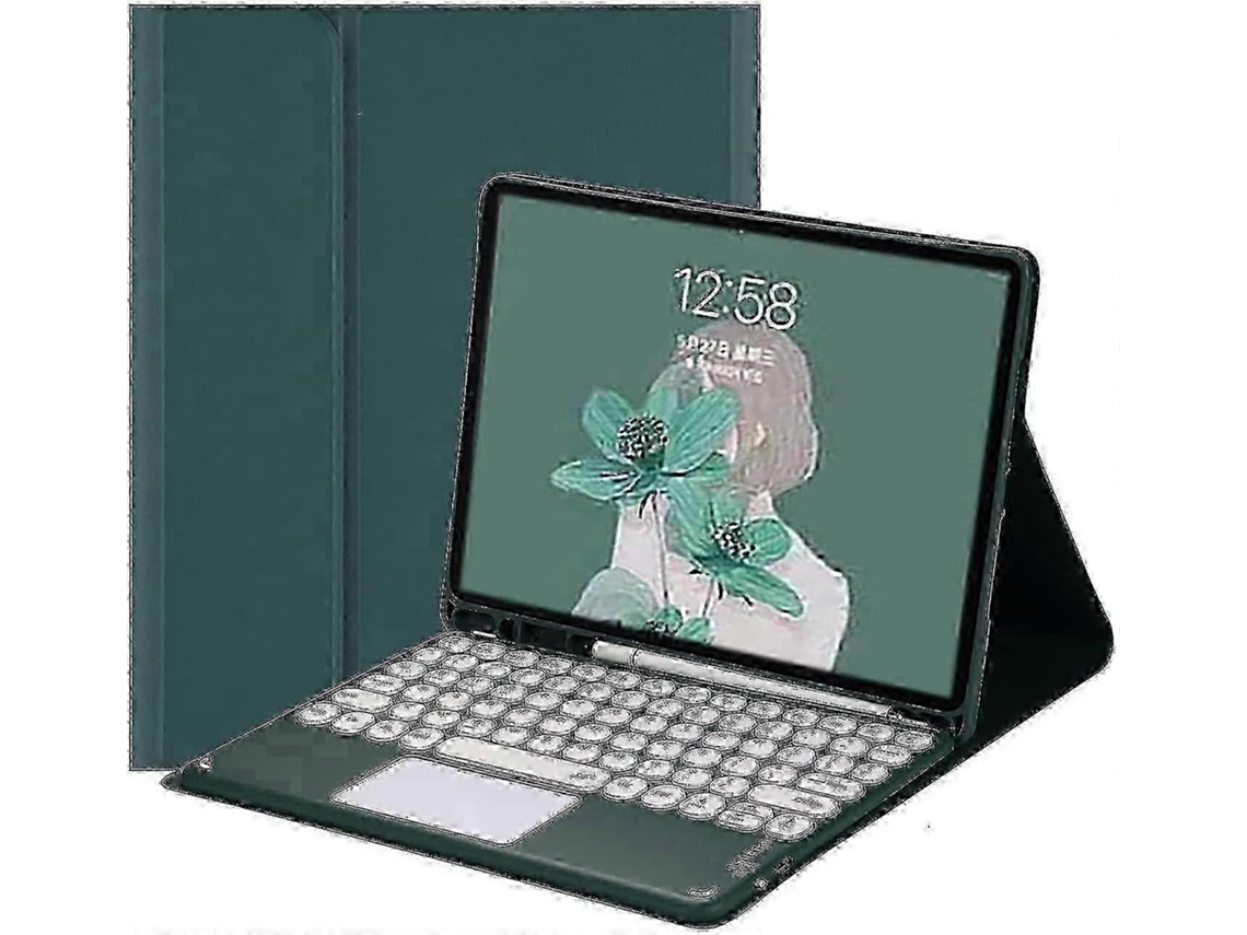 Capa De Teclado Bluetooth Para Tablet De 12.4 Polegadas 2023, Com Touchpad, Teclas Redondas, Magnética E Destacáveldarkgreen