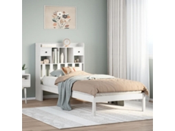 Vidaxl Cama Com Estante Sem Colchão 75x190 Cm Pinho Maciço Branco