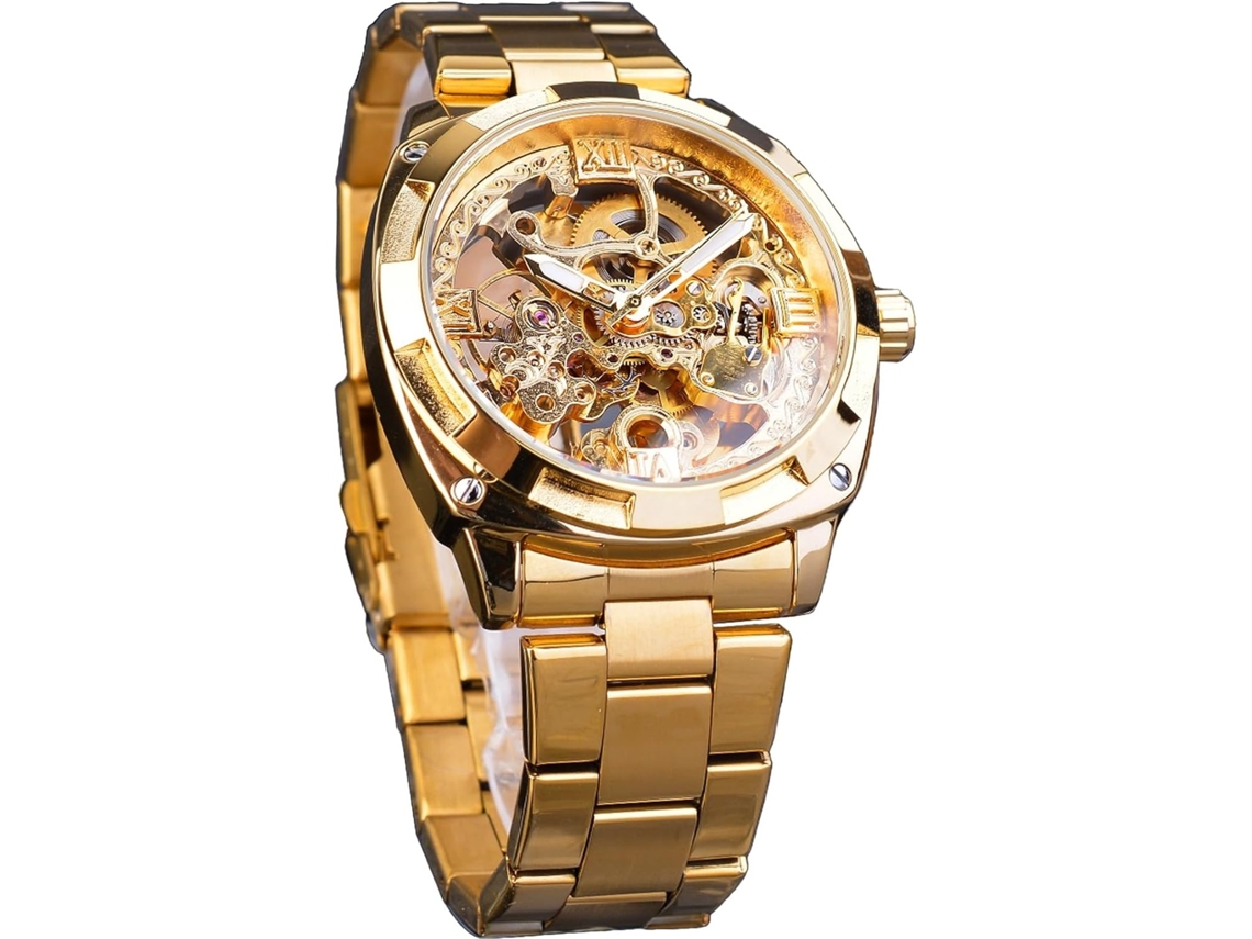 Lurelia Relógio Mecânico Masculino, Automático, Mostrador Esqueleto, 41 Mm, Aço Inoxidável, Resistente À Água