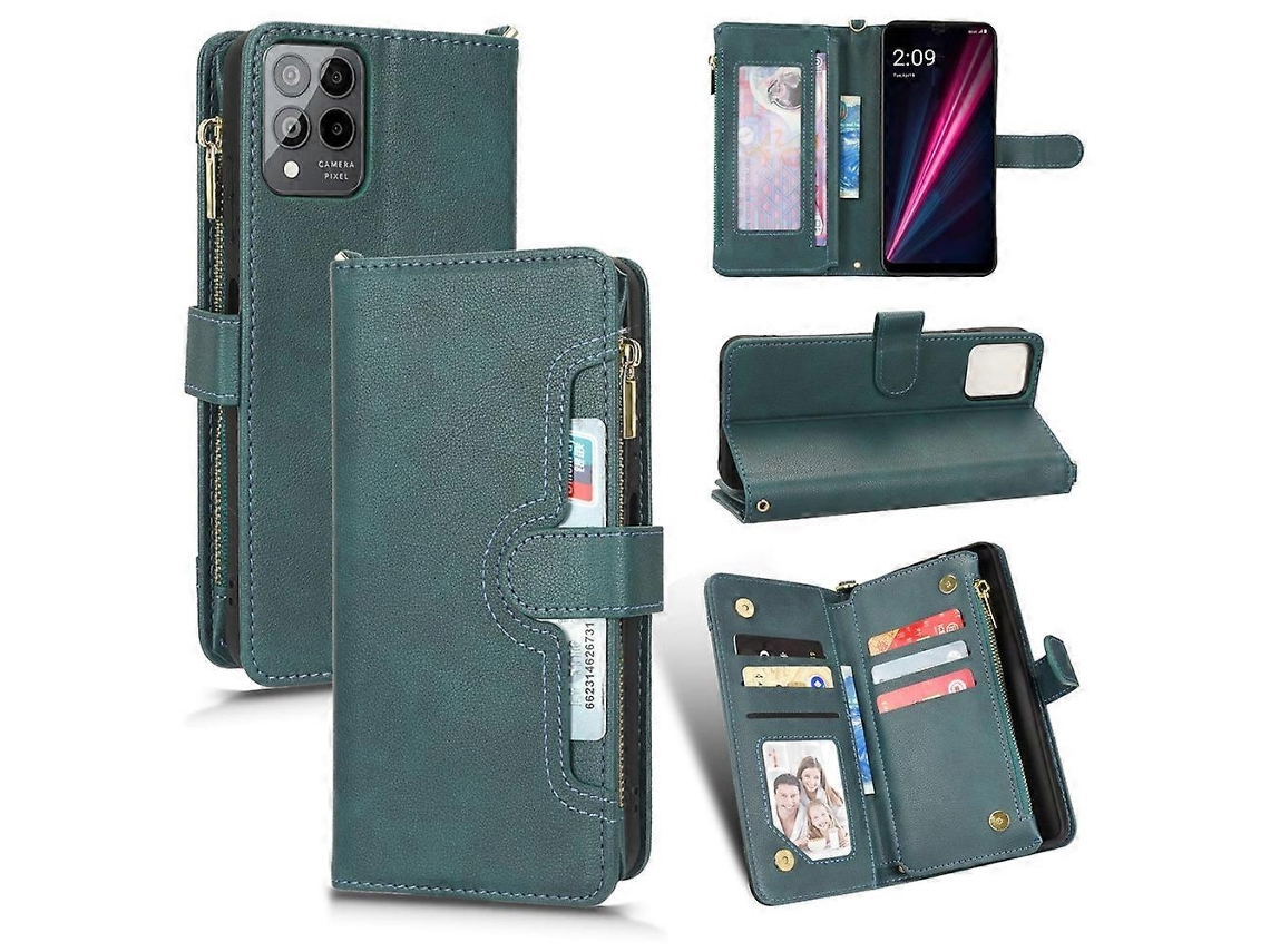 Capa De Couro Com Zíper E Textura De Lichia Para T-mobile Revvl 6 Pro 5g