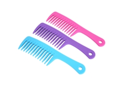 2026 set Peine de Dientes Anchos Mango Recto Antiestático para Cabelo Cacheado 3 Cores Ferramenta de Estilização