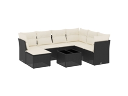Maison Exclusive - 8 Pcs Conjunto Sofás De Jardim Com Almofadões Vime Pe Preto