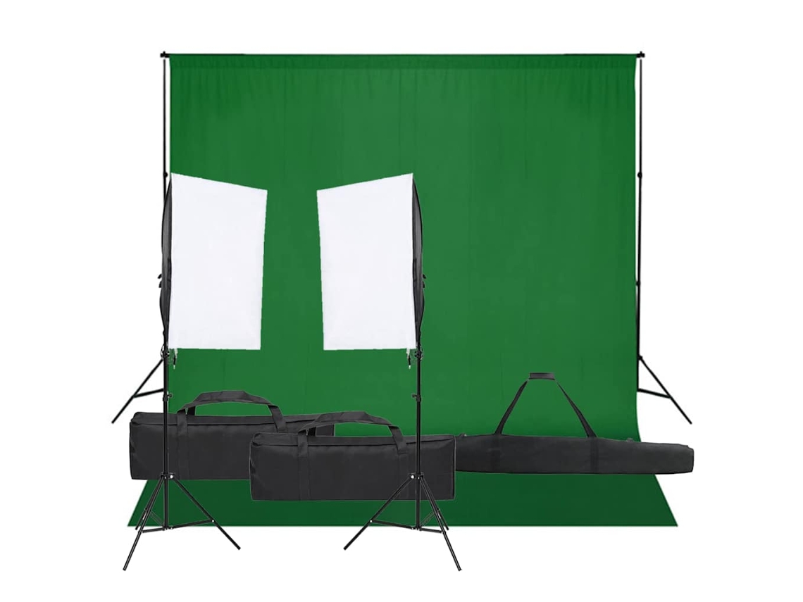 Vidaxl Kit De Estúdio Fotográfico Com Conjunto De Iluminação E Fundo