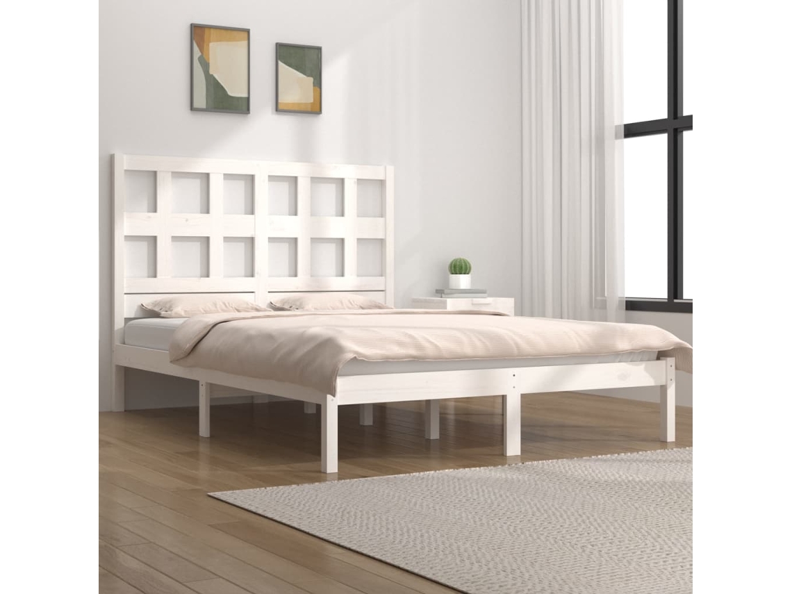 Cama Sem Colchão 120x200 Cm Madeira De Pinho Maciça Branco