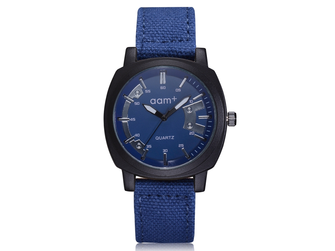 Reloj De Cuarzo Para Hombre Con Correa De Lona Color Royal Blue Dial Grande Redondo