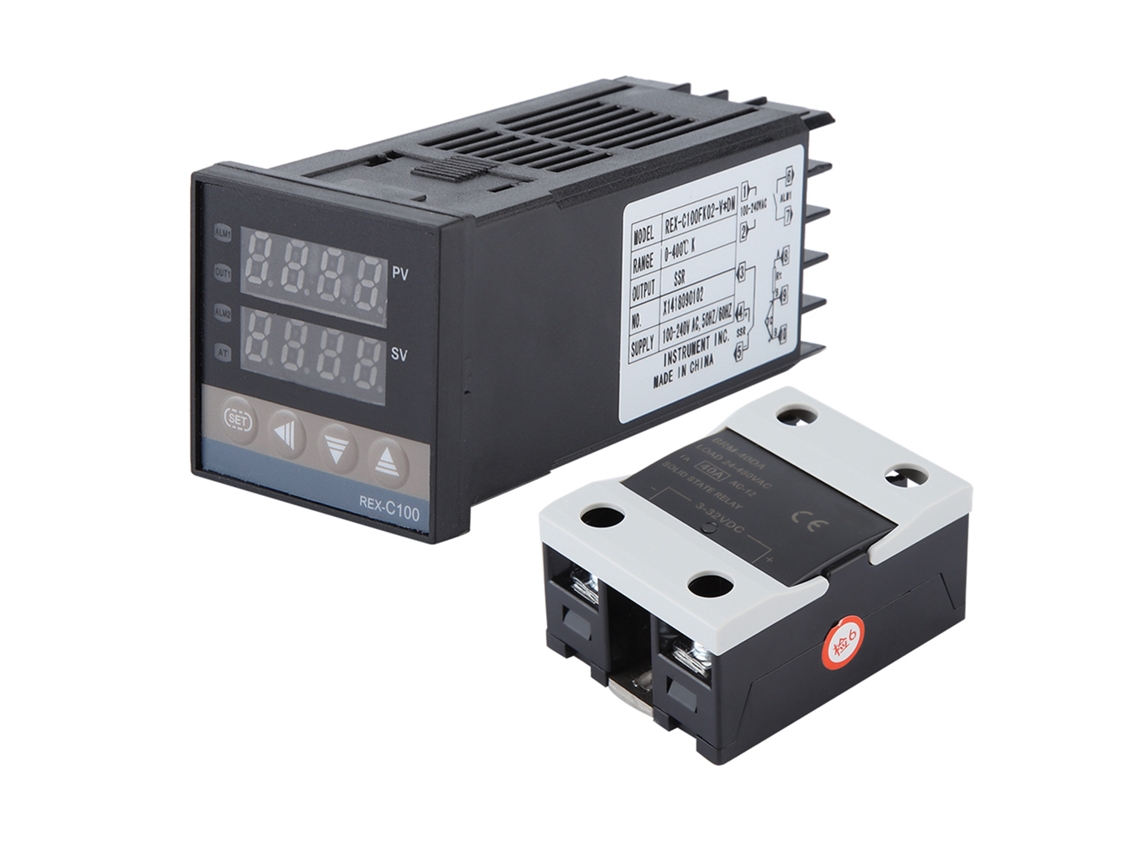 Kit De Controlador De Temperatura Pid 0‑400℃ 110‑240v Com Ssr 40a E Sonda Tipo K M6 1m