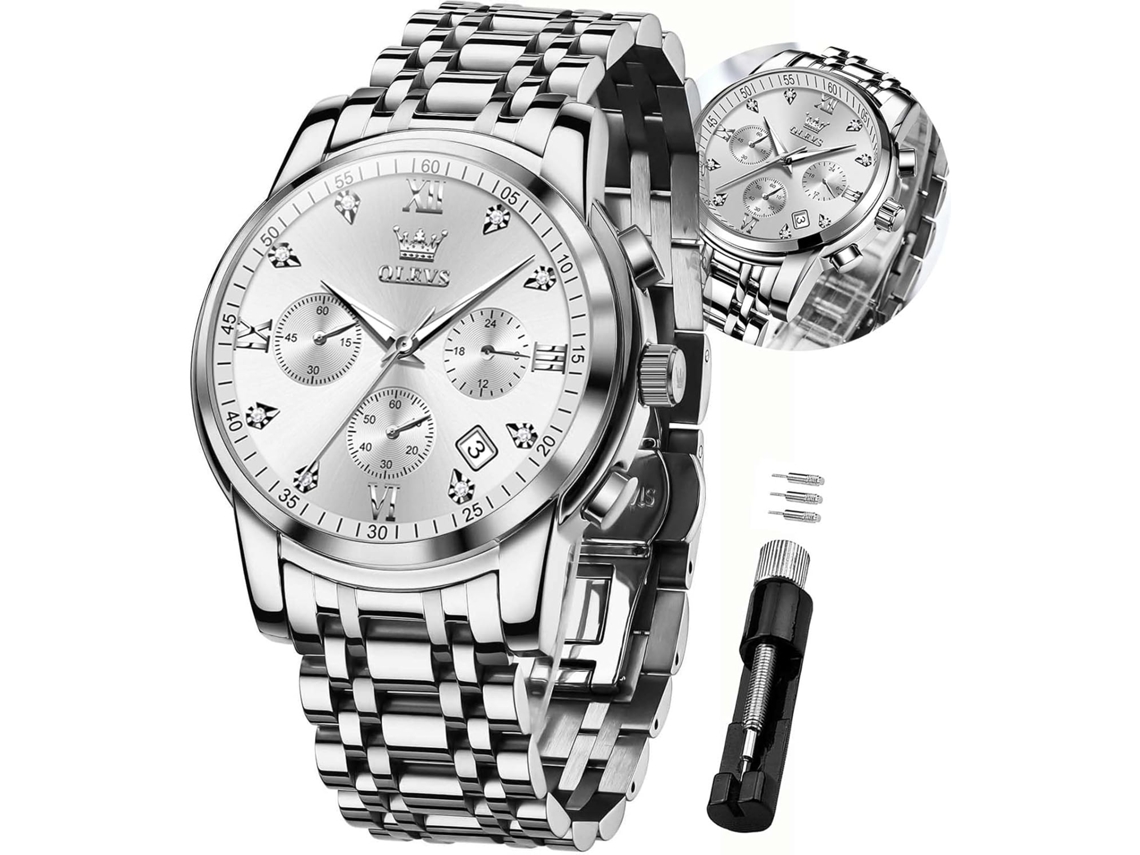 Lurelia Relógio Cronógrafo Masculino, Movimento De Quartzo, Analógico, Data/calendário, Fase Da Lua, 7,87 Polegadas, 200 Mm, 1,61 Polegadas, 41 Mm