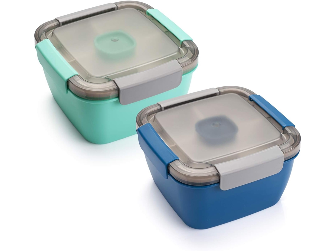 Recipiente Para Saladas 52oz, 3 Compartimentos, Azul