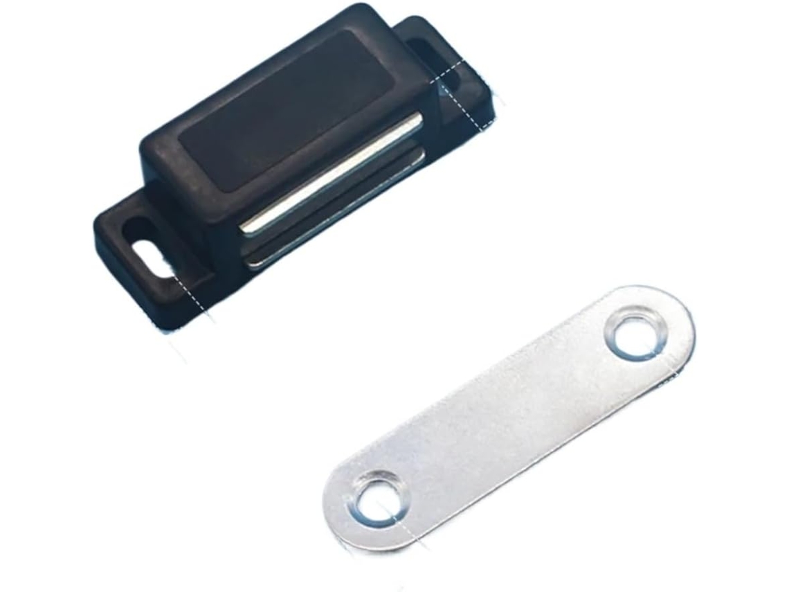 Conjunto De 20 Peças Fecho Magnético Plástico Preto Em Abs Portas Armários, Gavetas E Portas De Armários Preto