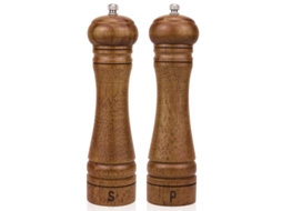 Conjunto de Moedores Sal e Pimenta Madeira 20 Cm , Cozinha: 2 Peças AQUAFORGE (8 Polegadas)