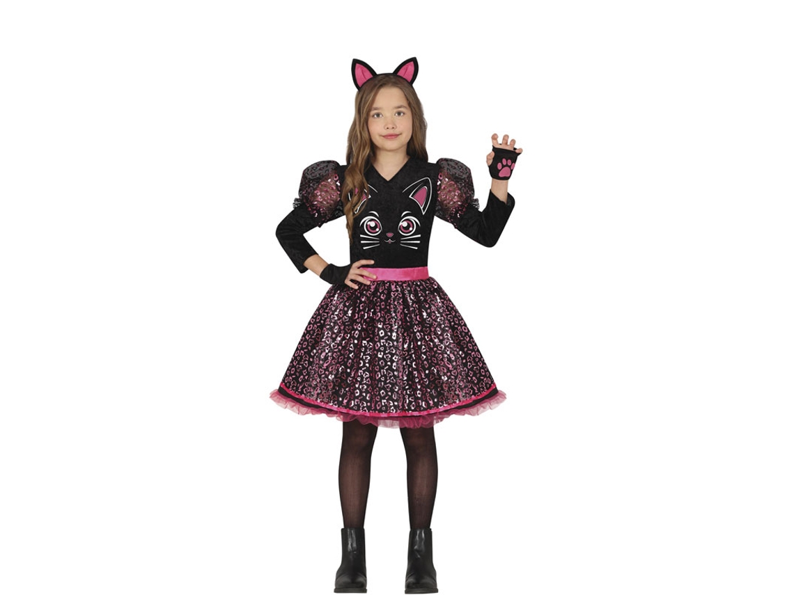 Fato de gatinho preto presunçoso para menina