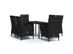 Maison Exclusive - 7 Pcs Conjunto De Jantar Para Jardim Com Almofadões Preto