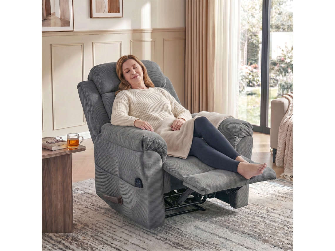 Massage Relaxation Chair With Heat, Adjustable Headrest And Wall Hugger Function, Gray