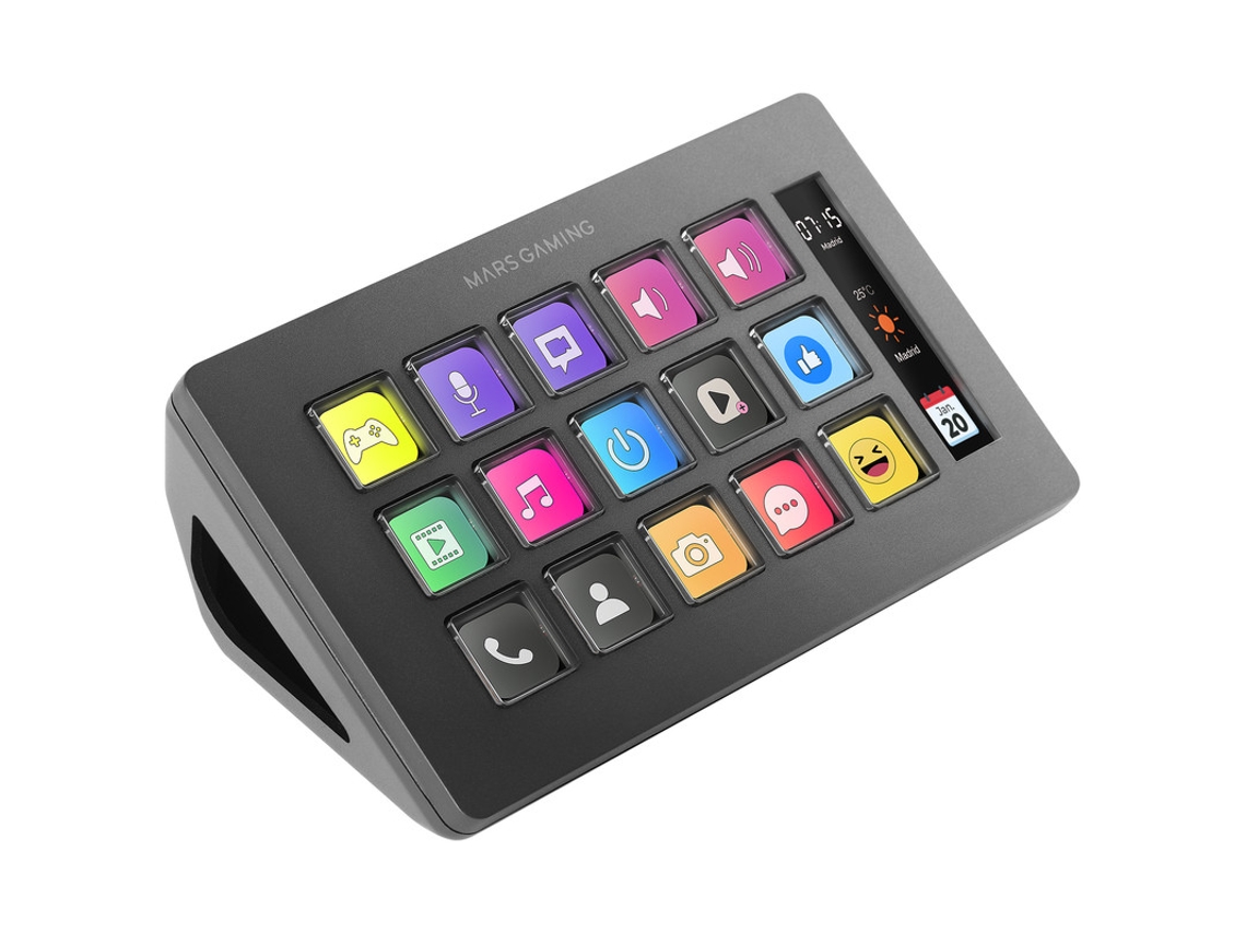 Control Deck Slim Mars Gaming MSD-ONE 15 Teclas Personalizáveis Tela LCD Windows e MacOS (Preto)