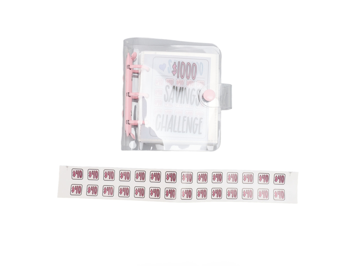 Binder De Ahorro 1000 Desafío Mini Multipropósito Pvc Reutilizable Para Gestión De Dinero Rosado