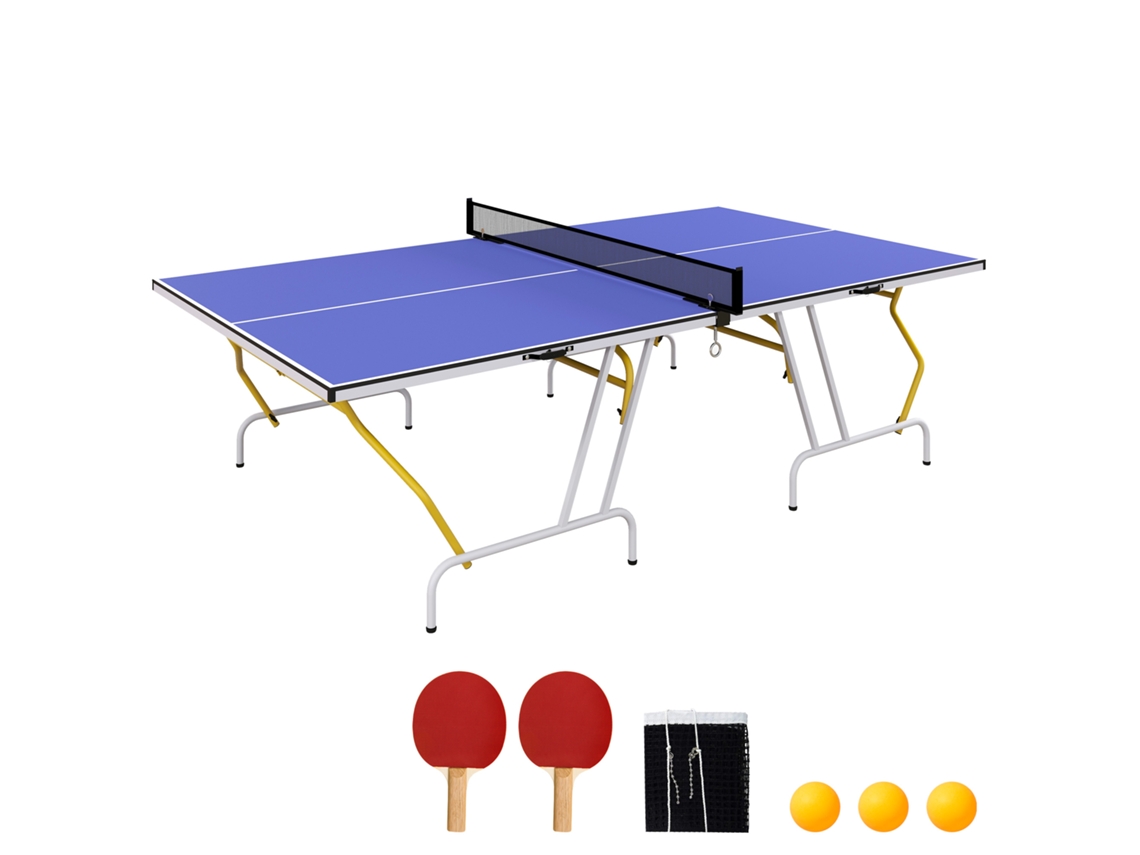 Mesa de Pingue pongue Dobrável com Rede e Apoios Ajustáveis, Compacta 274x152,5x76cm Azul BTFORUS