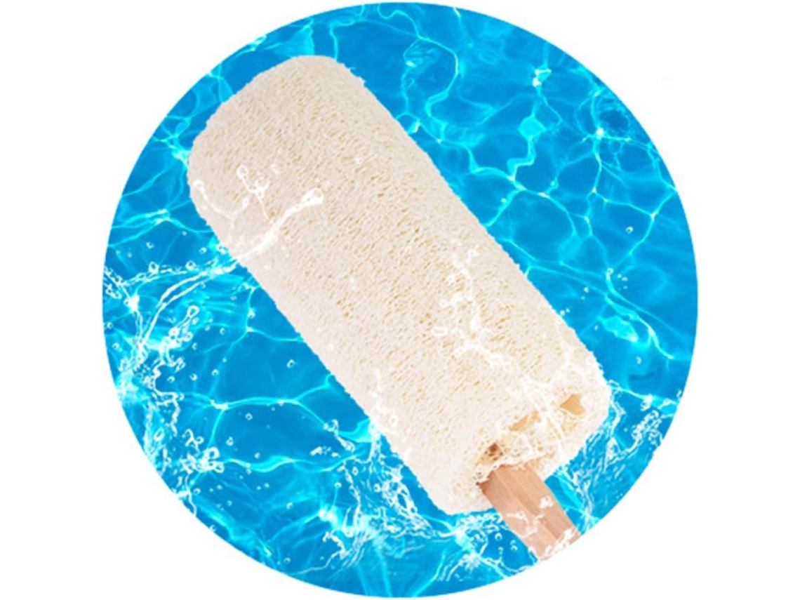 Escova De Bucha Vegetal Vicasky Com Cabo Longo Madeira Natural, Ideal Para Banho E Ducha