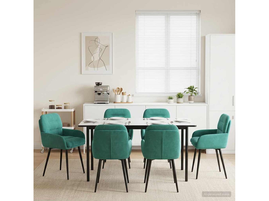Vidaxl Cadeiras De Jantar 6 Pcs Veludo Turquesa 59 X 59,5 X 90 Cm