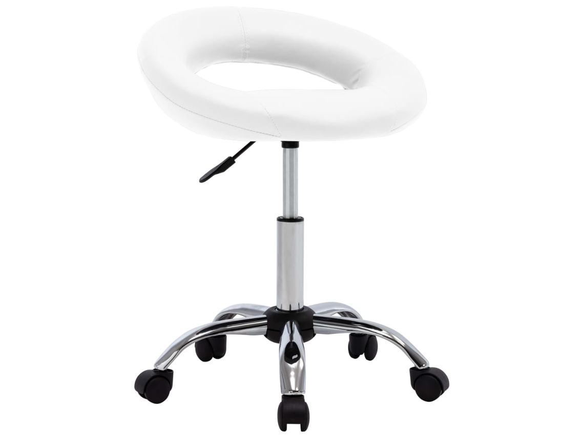 Vidaxl Cadeira De Trabalho Com Rodas Couro Artificial Branco