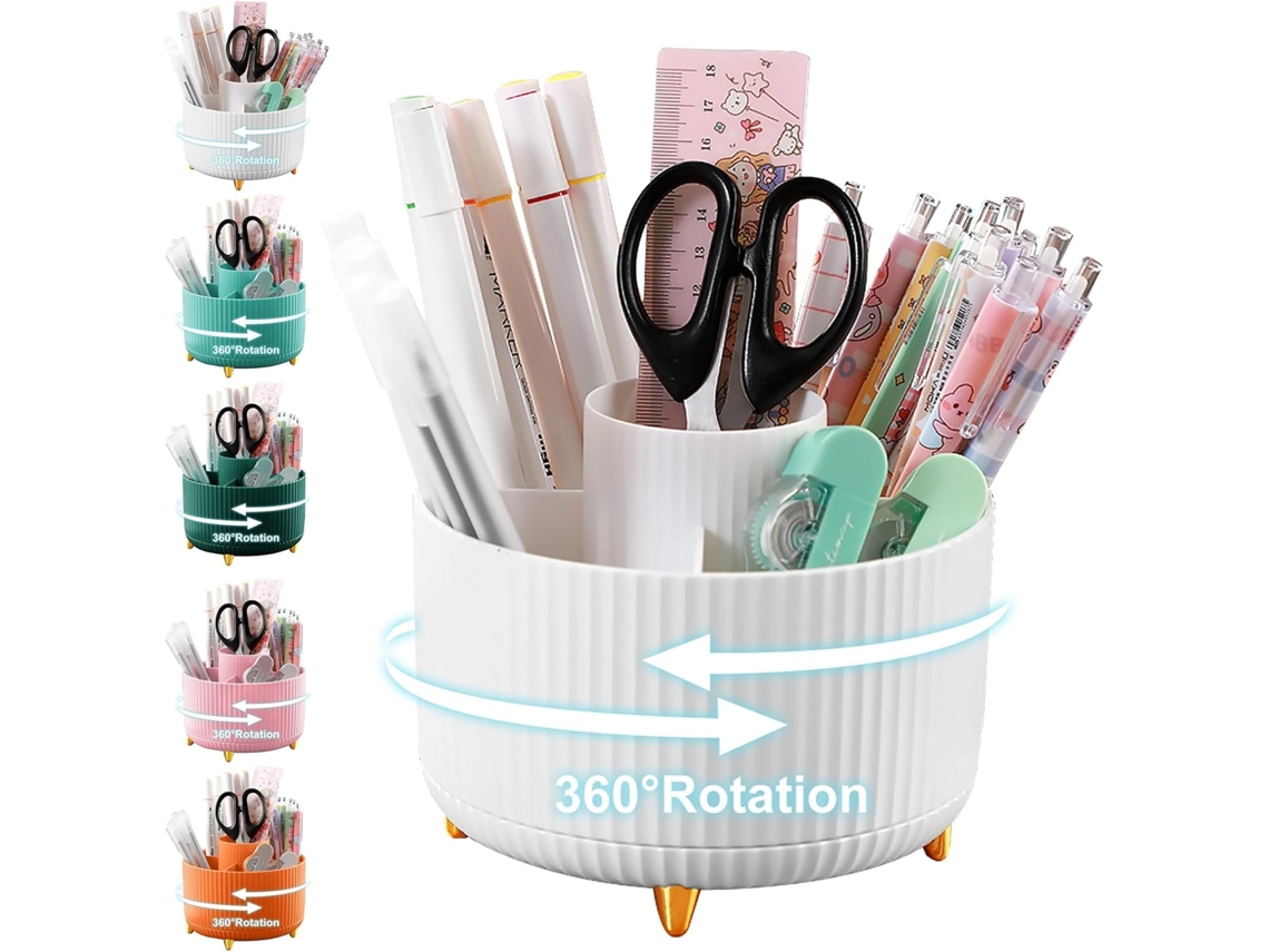 Organizador de Mesa, Porta, Canetas Giratório 360° com 5 Compartimentos, Armazenamento de Materiais de Escritório BRILVIBERA