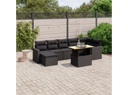 Conjunto de 8 Sofás de Jardim com Almofadas Vime Pe Preto Dkd Home Decor