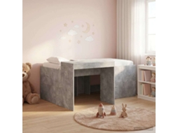 Vidaxl Cama Alta Para Crianças Com Mesa Cinzento Cimento 80 X 160 Cm
