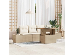Vidaxl Conjunto De Sofá De Jardim 5 Unid. Bege Rattan Sintético