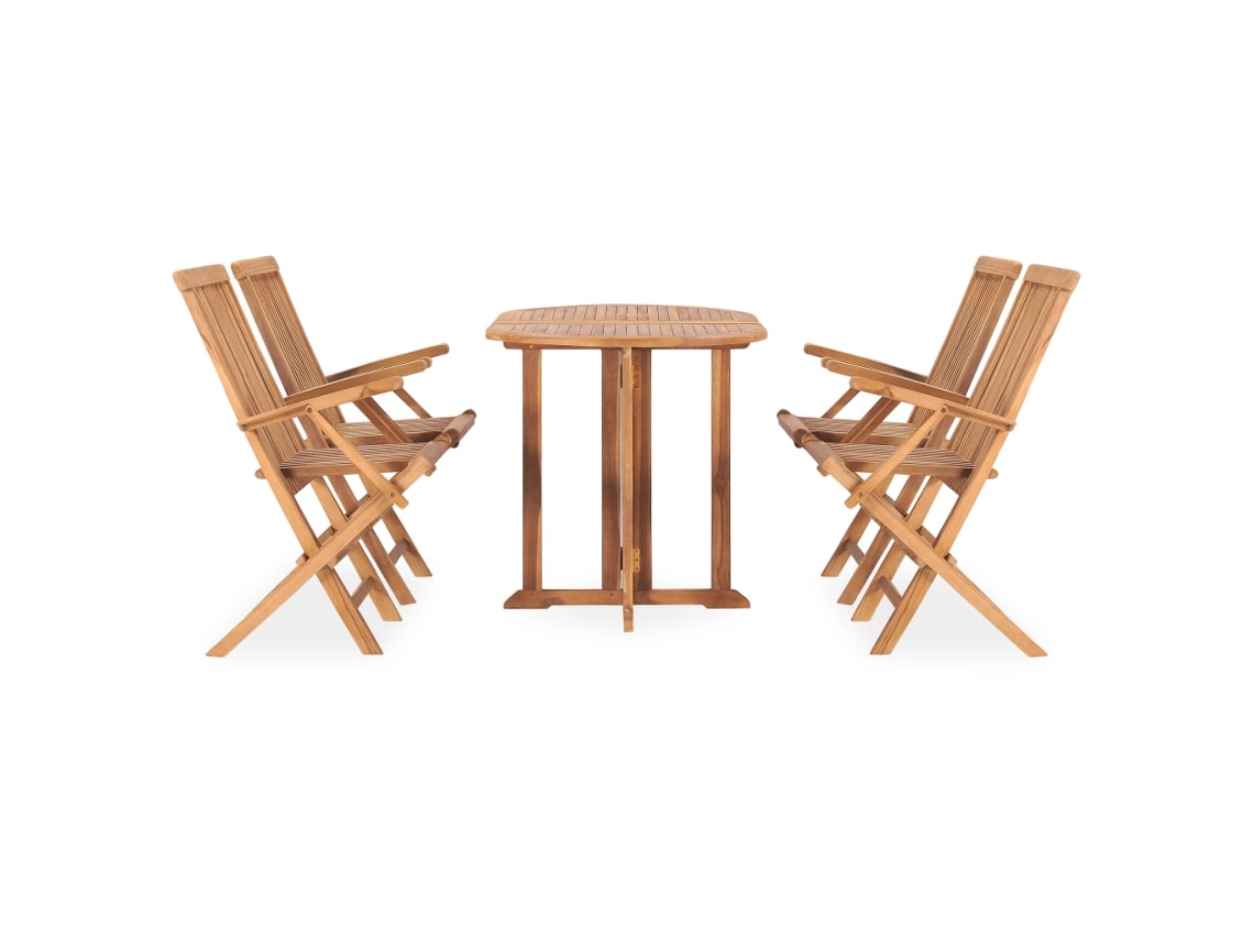 Conjunto de 5 Jantar Dobrável para Exterior Madeira Teca Maciça MAISON EXCLUSIVE