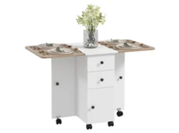 Mesa de Refeição Dobrável Melamina de Madeira Cor Branco 120x60x76,5 cm Homcom