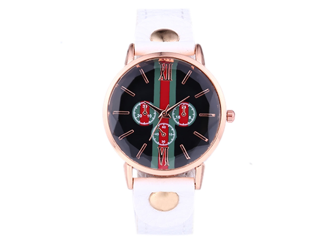 Relógio de Pulso Feminino de Quartzo com Mostrador Redondo Elegante Casual Branco