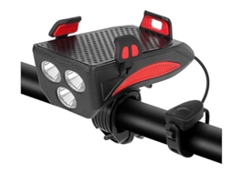 Carregador Luz Bicicleta Buzina Recarregável Modos Iluminação Sons Yizhood Vermelho