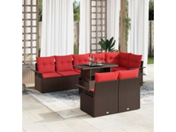 Vidaxl Conjunto De Sofá De Jardim 9 Unid. Castanho Rattan Sintético