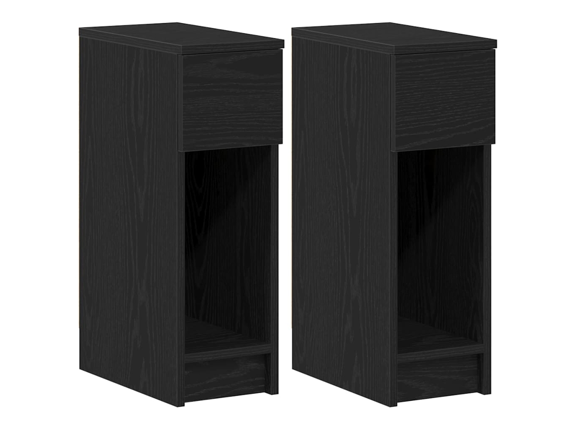 Conjunto de 2 Mesas de Cabeceira com Gaveta Carvalho Preto MAISON EXCLUSIVE (20x36x60 cm)
