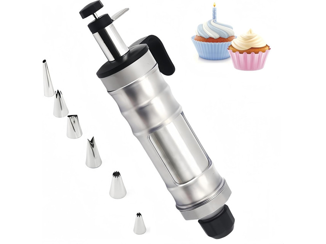 Pistola Spray Manteiga - Acessórios Pastelaria - Ferramentas Decoração Bolos - Aço Inoxidável - Preto