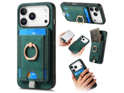 Capa Iphone 17 Pro Max Compartimento De Cartões E Suporte Em Anel Verde Czhhmart