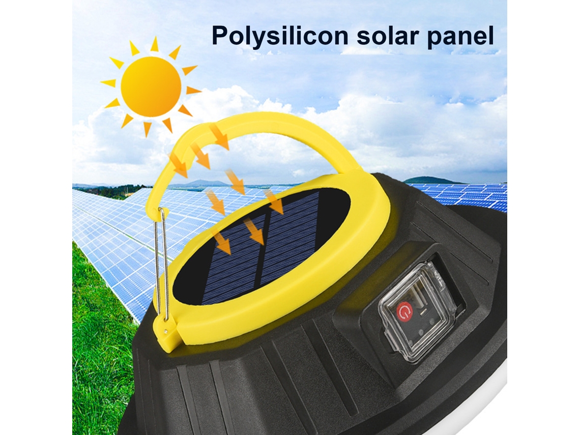 Lâmpada Solar LED Externa Ultra Brilhante 3000mAh USB Touch 3 Modos Acampamento Emergência | S/MARCA