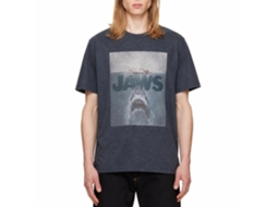 Rockinstone Jaws Movie Transparent Heather Navy Adult T-shirt Size:xl
