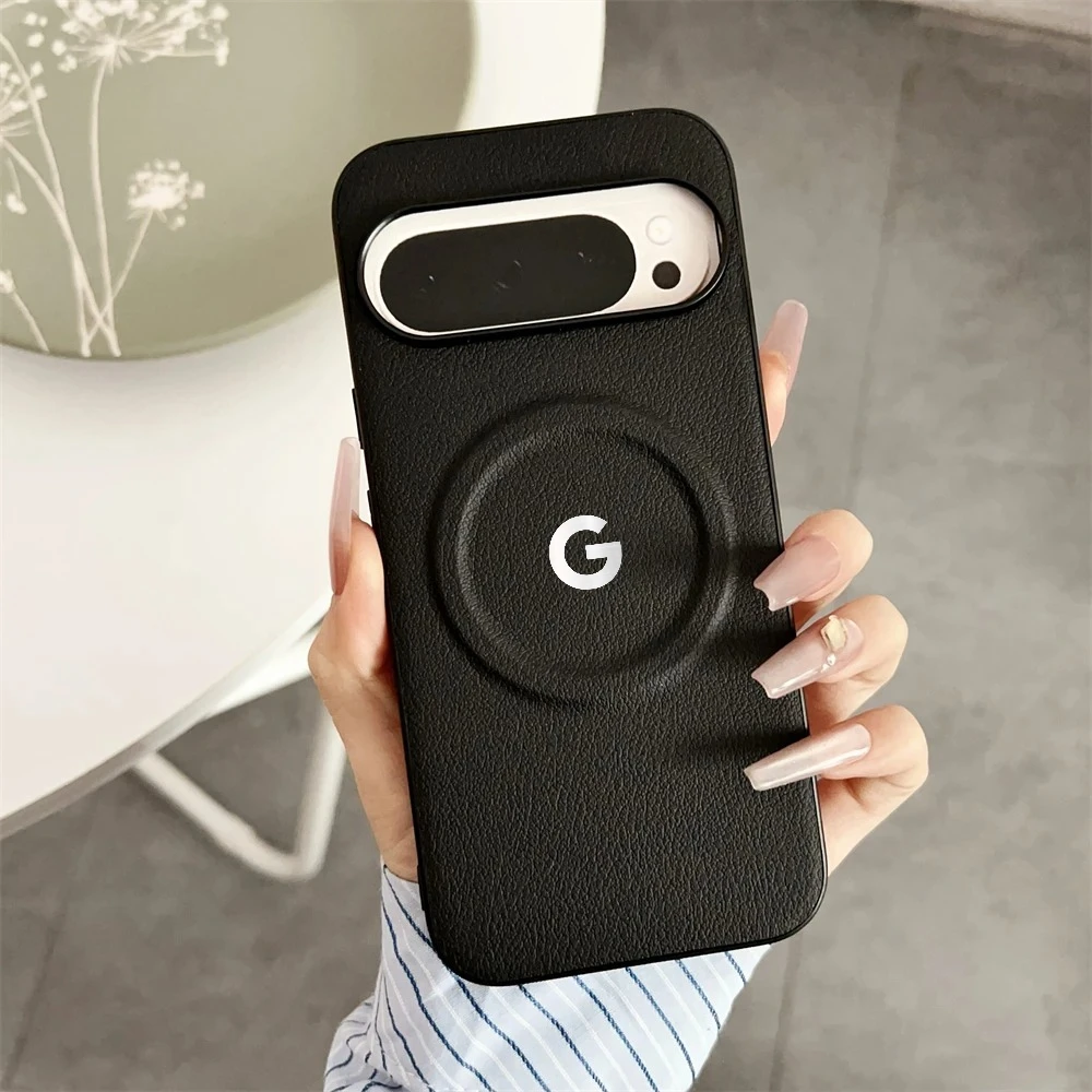 (preto, Google Pixel 10) Capa De Couro Ultrafina Para Celular Com Sistema De Absorção De Impacto Magnético Magsafe.