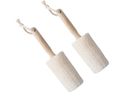 Conjunto De 2 Escovas Esfoliantes Bucha Vegetal Natural Com Cabo Madeira, Escova Corporal Para Massagem, Limpeza Suave E