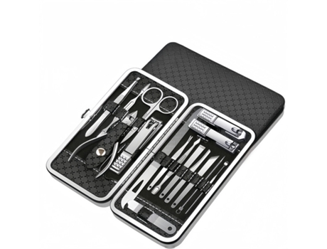 Kit de manicure profissional Baykar Qt02 preto com 16 peças e cortador de unhas