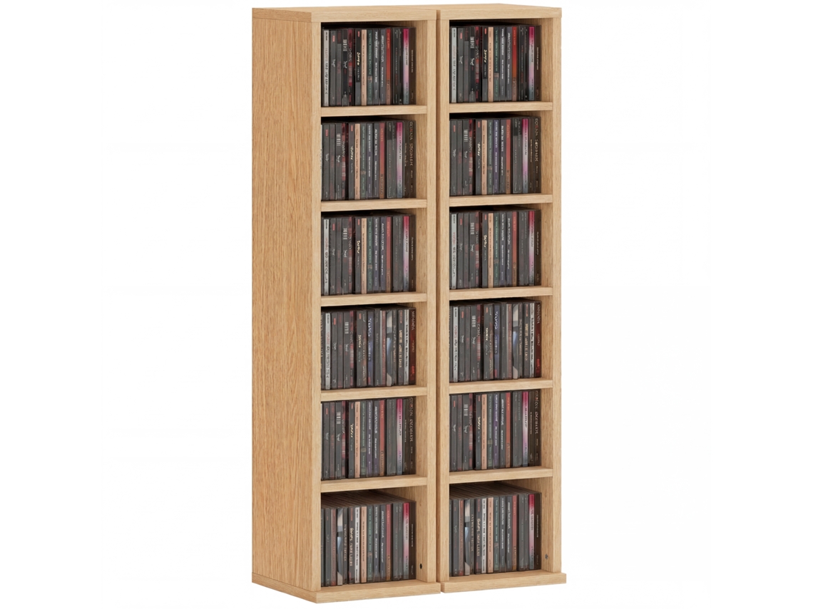 Conjunto de 2 Móveis Porta Cd com 6 Prateleiras Reguláveis 21x22.5x88.5 Cm Madeira BTFORUS
